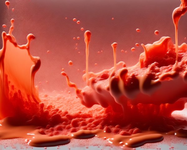 Vibrant Red Liquid Splash with Intricate Droplets