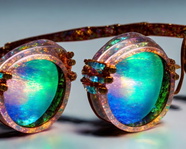Unique Iridescent Goggles with Detailed Frame Design
