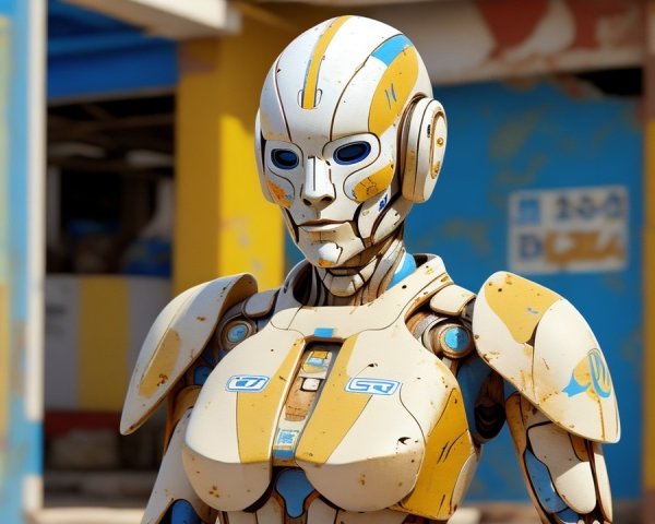 Futuristic Robot with Sleek Design in Urban Setting