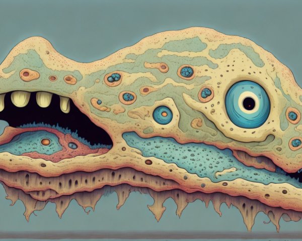 Surreal Cartoonish Creature with Vibrant Textures