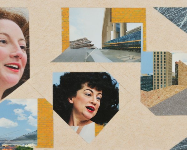 Collage of Textures Blending Portrait and Architecture