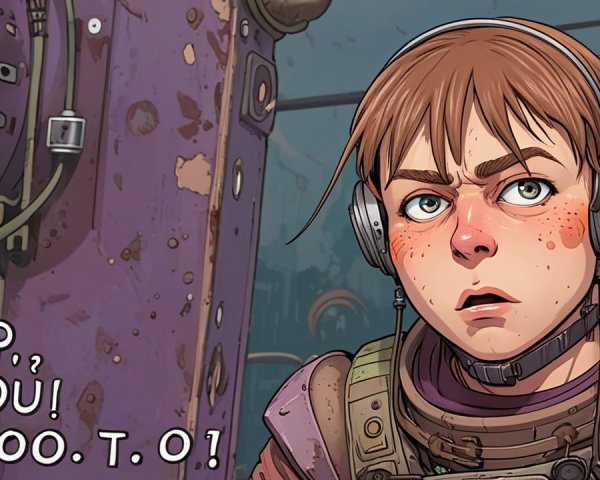 Young character in futuristic armor with headphones