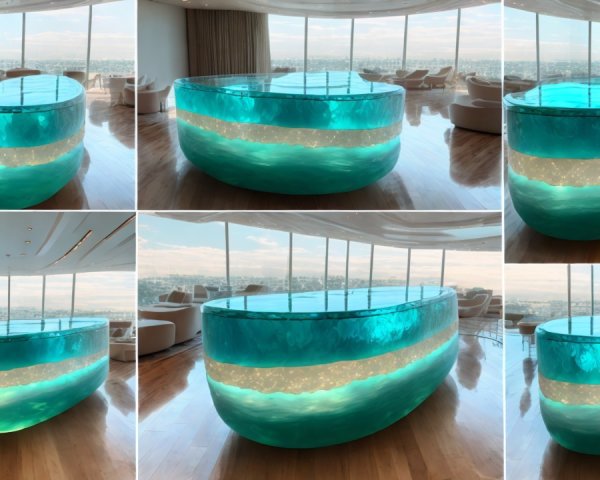 Custom Wave-Inspired Resin Bar in Modern Lounge