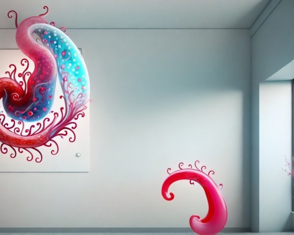 Vibrant Abstract Forms in Minimalist Gallery Space