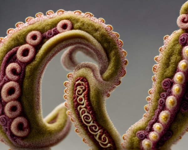Close-Up of a Stylized Octopus Tentacle with Colors