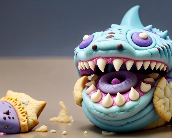 Whimsical Shark Dessert with Fondant and Colorful Details