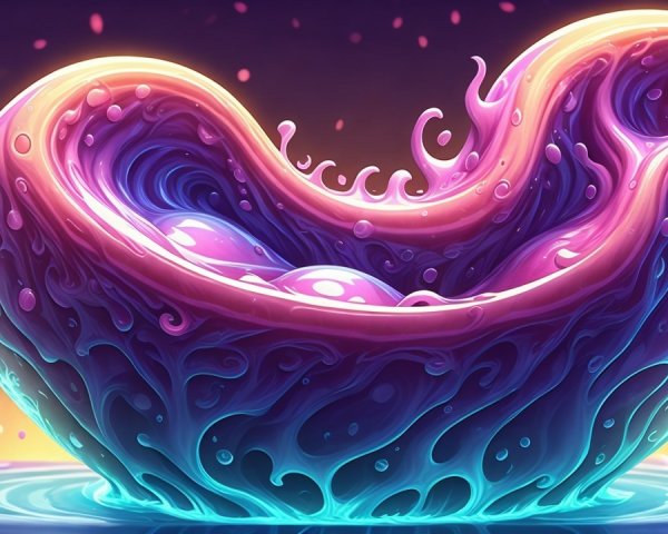 Vibrant Heart-Shaped Fluid Sculpture with Glossy Colors