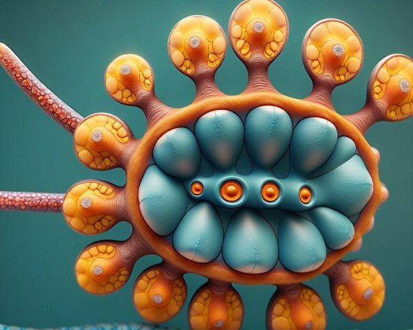 Surreal Abstract Microorganism with Colorful Details