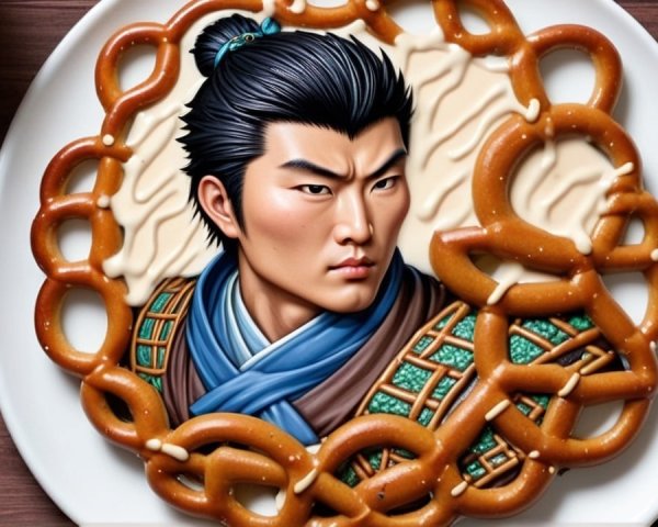 Pretzel Wreath Food Art with Central Illustration