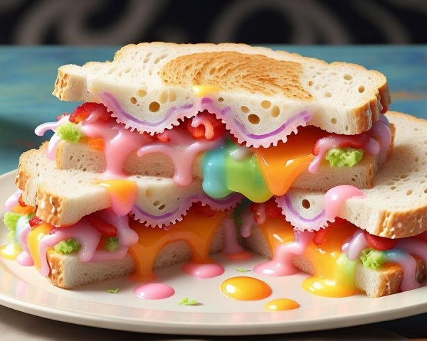 Colorful Stacked Sandwich with Vibrant Ingredients