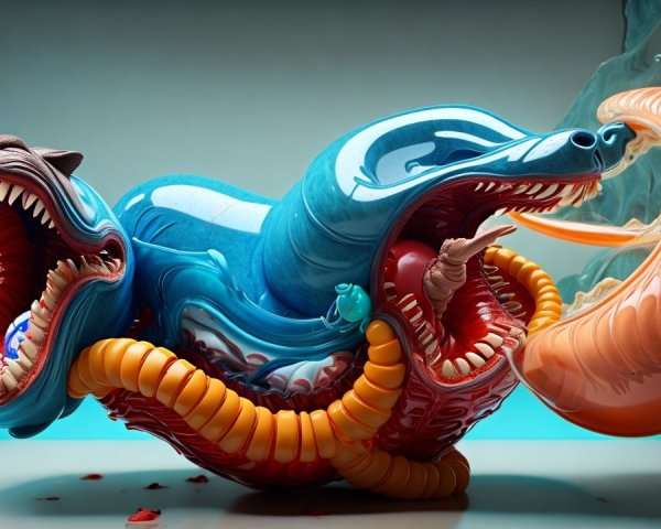 Surreal Abstract Creature with Vibrant Colors and Forms