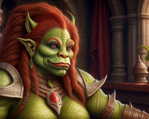 Formidable Female Orc Character in Intricate Armor