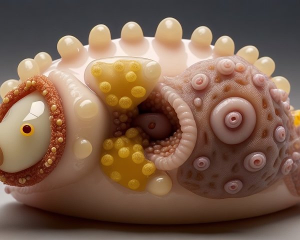 Colorful Hybrid Creature of Pufferfish and Octopus