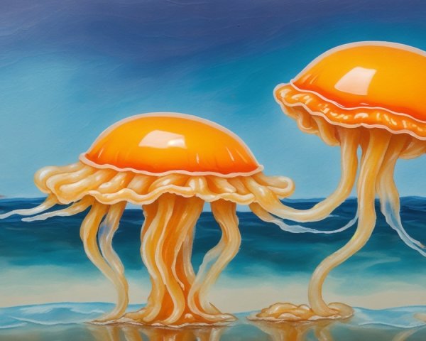 Vibrant Jellyfish in a Serene Ocean Setting