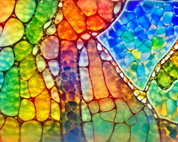 Vibrant Abstract Design with Stained Glass Aesthetic
