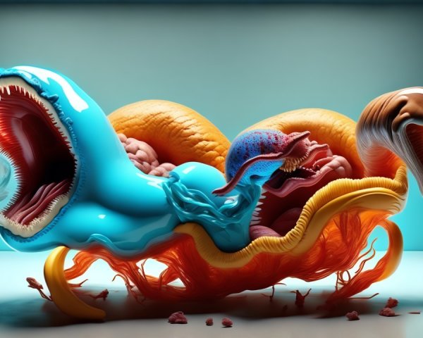Abstract Composition of Colorful Organic Shapes