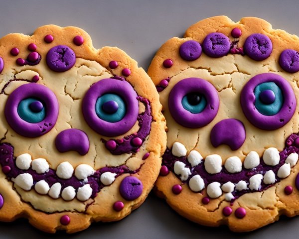 Whimsical Skull Face Cookies with Colorful Icing