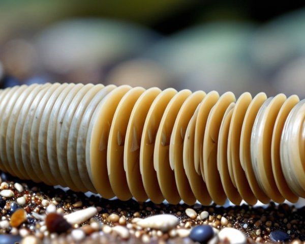 Elongated cone shell with spiral ridges on pebbles