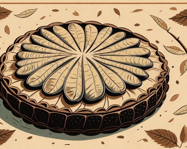 Intricately Designed Round Layered Cake with Leaves