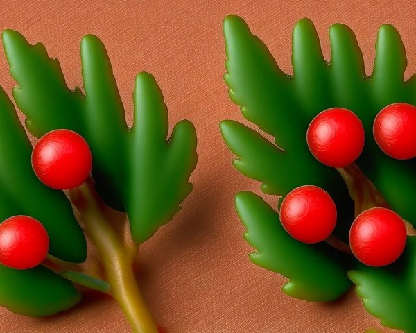 Vibrant Green Leaves with Glossy Red Berries Display