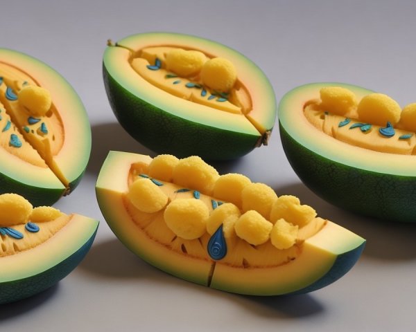 Vibrant Halved Fruit Arrangement with Colorful Details
