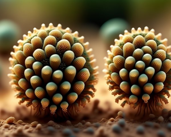 Abstract Cellular Structures in Green and Beige Textures