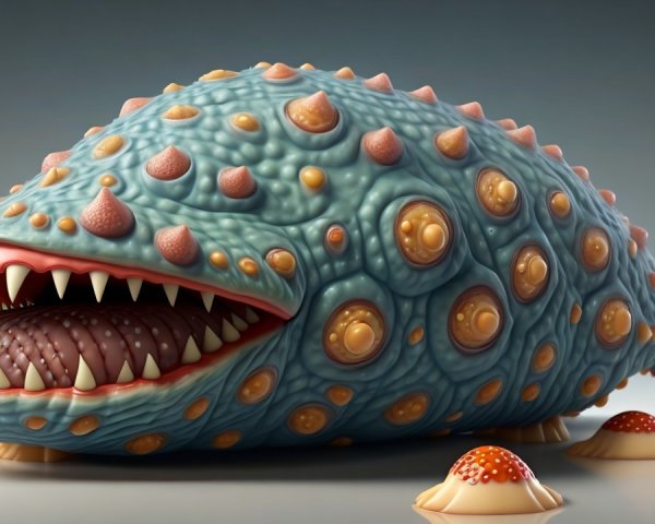 Surreal Cartoonish Creature with Colorful Textures