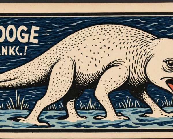 Cartoonish creature with lizard-amphibian features