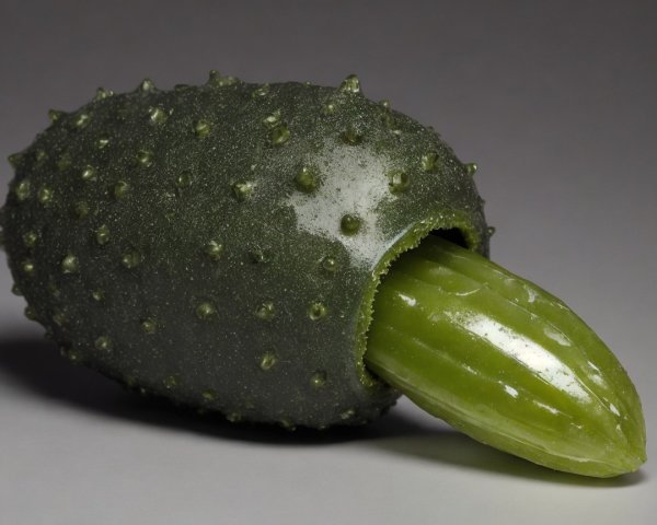 Textured Green Object with Spiky Oval Exterior