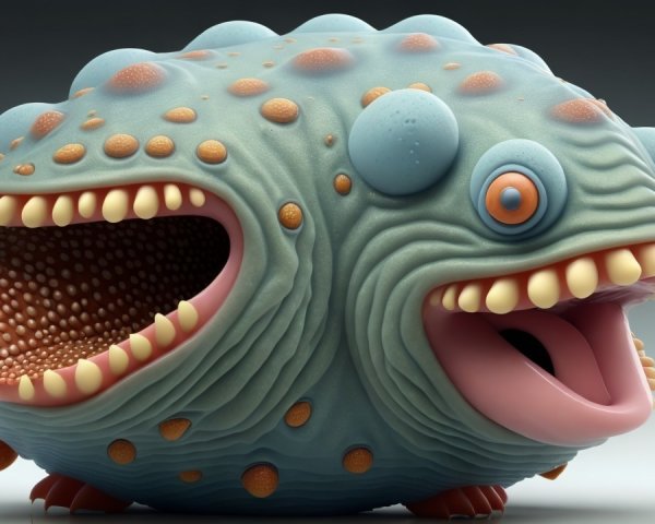 Whimsical Blue-Green Creature with Unique Features