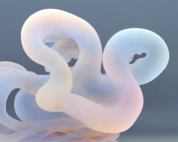 Abstract Composition of Swirling Pastel Forms