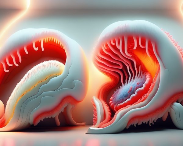 Abstract Organic Shapes Resembling Marine Life Forms