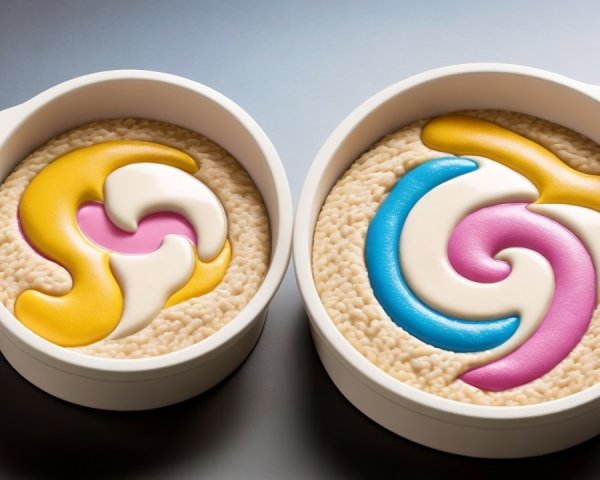 Textured Beige Base in Colorful Swirl Containers