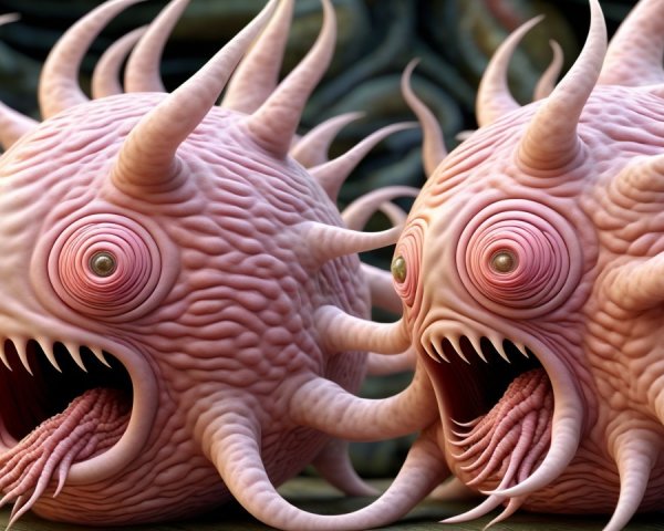 Surreal Bulbous Creatures with Textured Surfaces