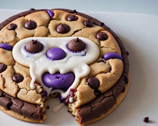 Skull-Shaped Cookie with Chocolate and Vanilla Dough