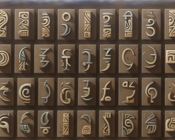 Embossed Symbols in Grid Pattern with Earthy Tones