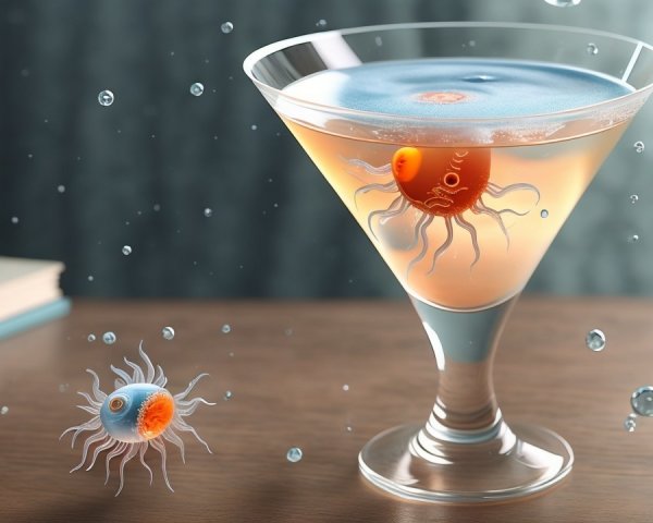 Whimsical Cocktail with Microorganism Design Elements