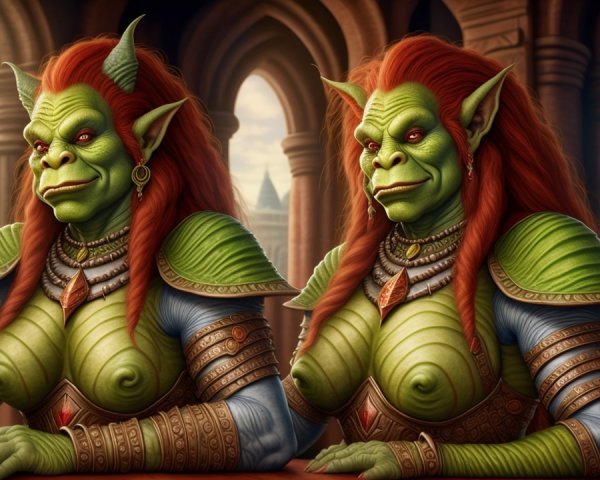 Fantasy Orc-Like Characters in Regal Setting