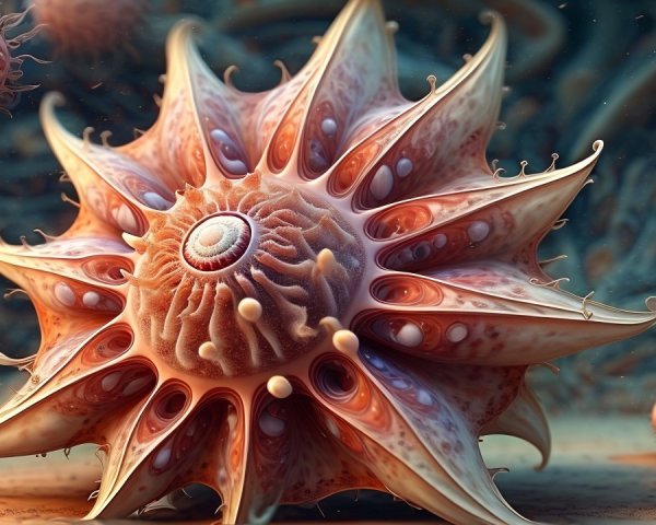 Surreal Microscopic Organism with Intricate Details
