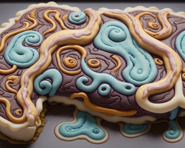 Abstract Brain Cake with Colorful Icing Design
