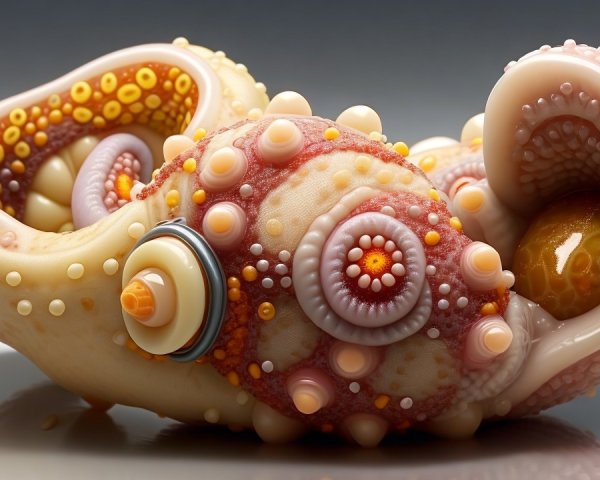 Abstract Octopus Creature with Vibrant Colors and Patterns