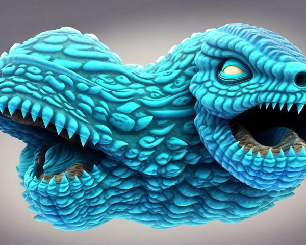 Two-Headed Dragon-Like Creature with Vibrant Blue Scales