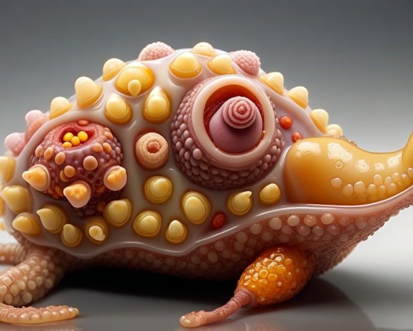Whimsical Creature with Colorful Textured Patterns