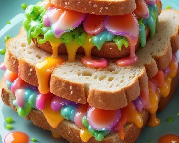 Whimsical Sandwich Stack on a Pastel Plate