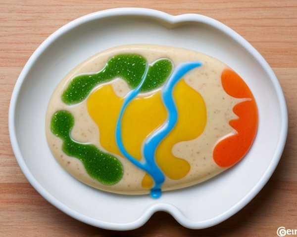 Colorful Sauces on Plate in Abstract Arrangement