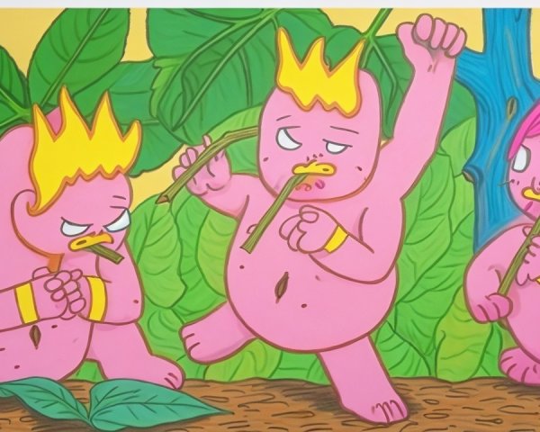 Cartoon Creatures in Vibrant Jungle Setting