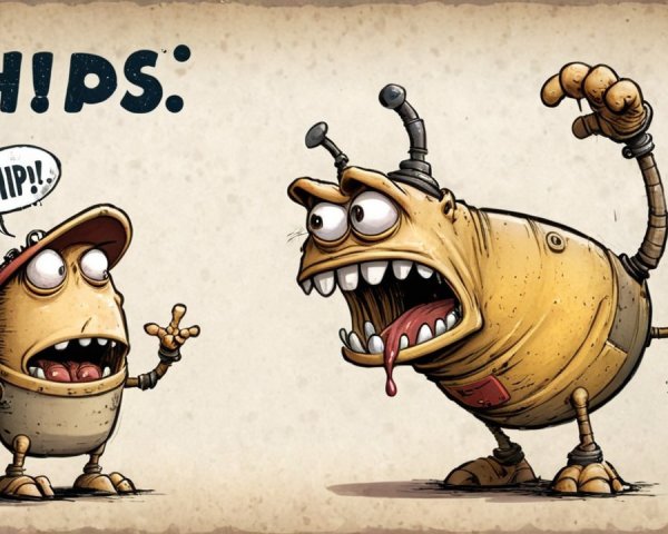 Cartoon Robots with Exaggerated Features and Bold Text