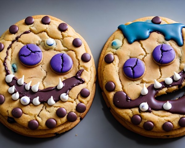 Playful Monster Face Cookies with Colorful Decorations