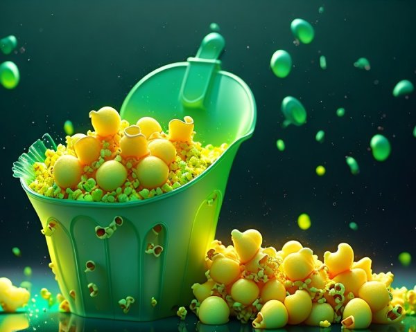 Colorful Popcorn Bucket with Duck-Shaped Snacks