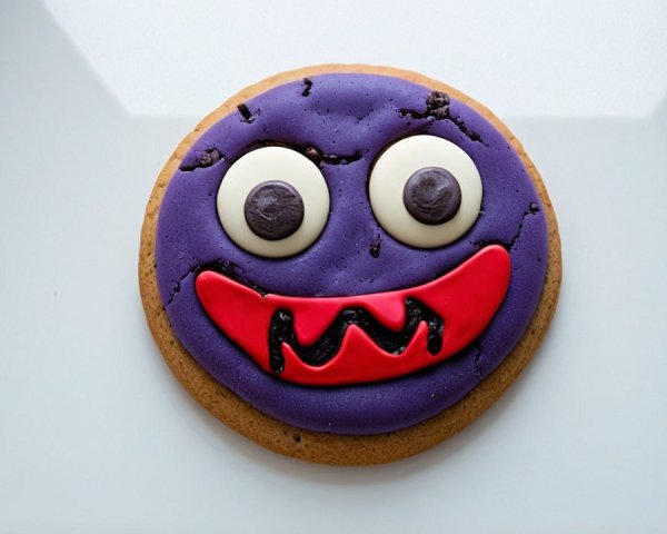 Playful Monster Design on a Round Cookie